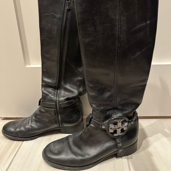 Tory Burch Black Leather Boots, 7 - Picture 2 of 6